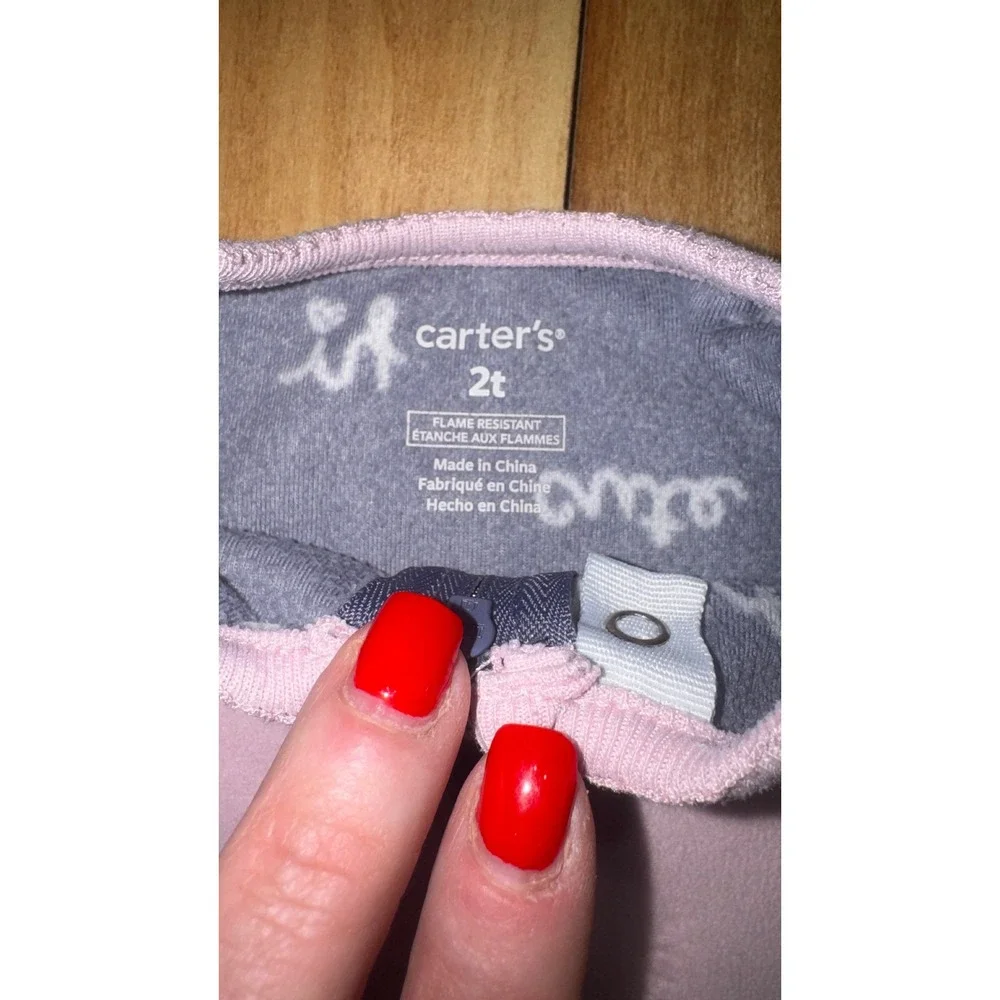 Carter's‎ Toddler 2T Footed Pajamas Sleepwear Blue Pink Heart Love Cute